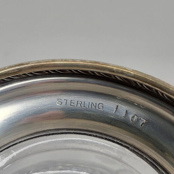 Imperial Candlewick Floral Glass Bowl w/Sterling Silver Base Rim Vintage - Picture 7 of 11